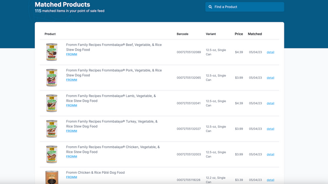 View Matched Barcodes from POS Feed