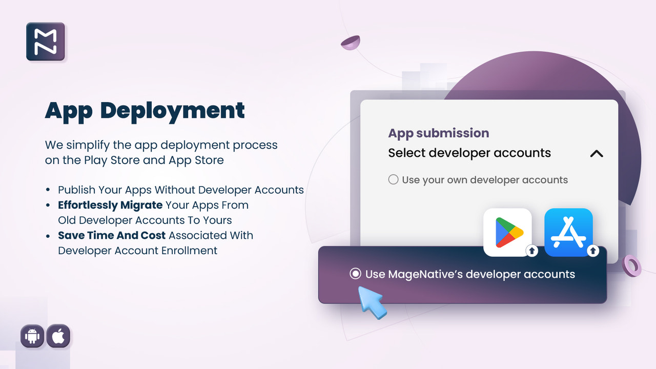 Publicação do aplicativo móvel Shopify da MageNative na Play Store/App Store