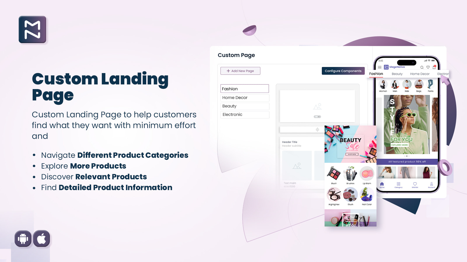 Magenative Shopify Mobile App benutzerdefinierte Landingpages