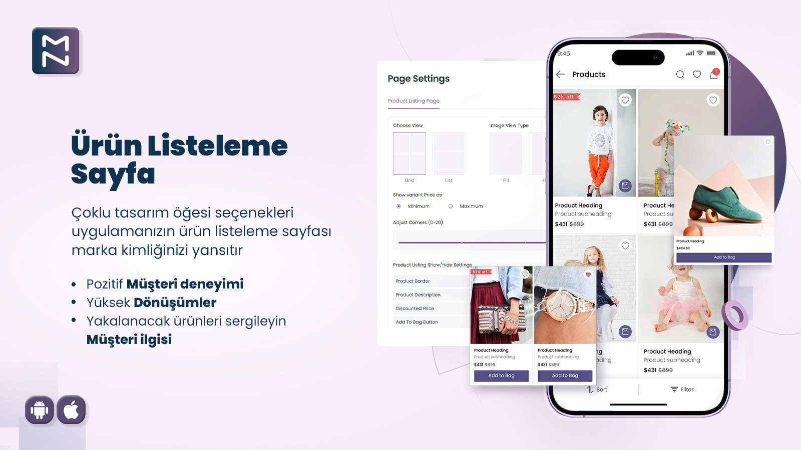 MageNative Shopify Mobil Uygulama ürün listeleme sayfaları