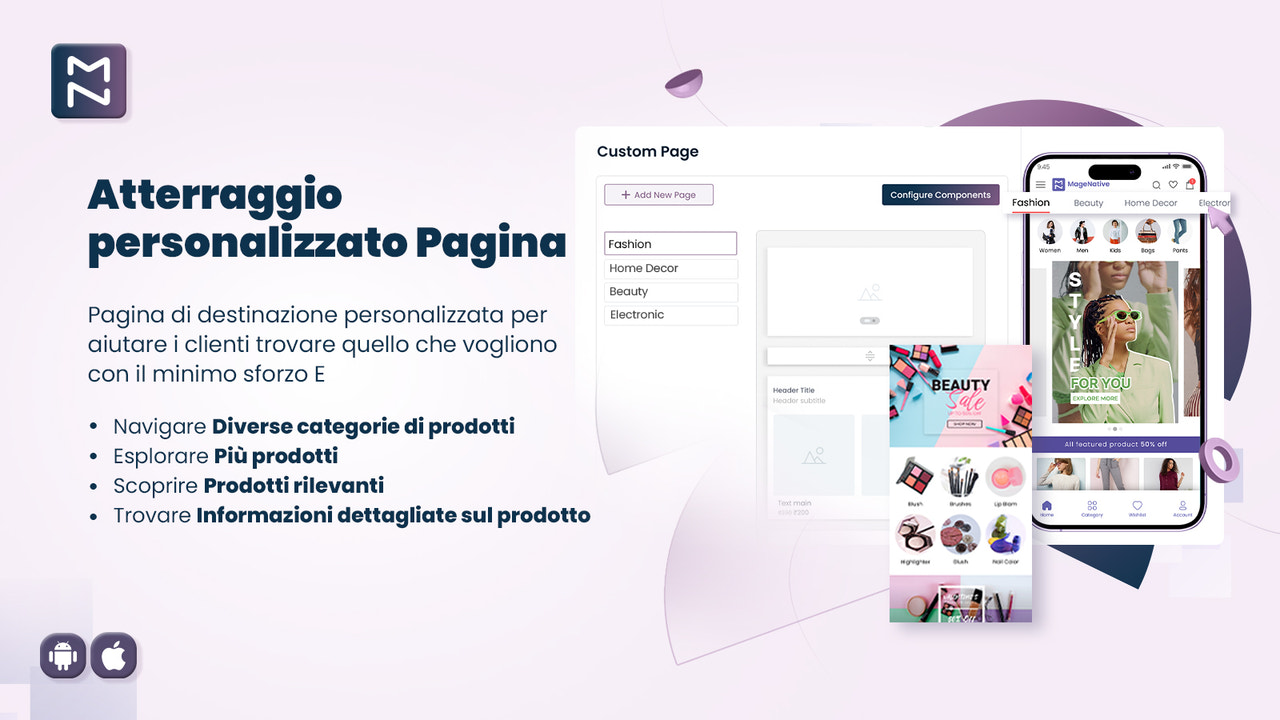 Magenative Shopify Mobile App custom landing pages