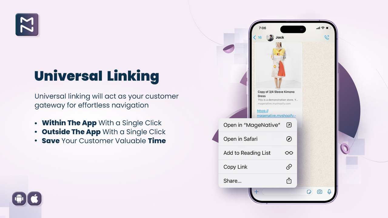 MageNative Shopify Mobiele App Universele en Diepe Linking