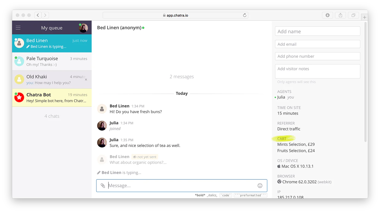 Configuración de chat en vivo