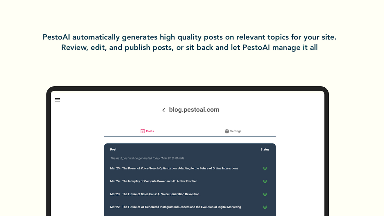 PestoAI seo blogposts