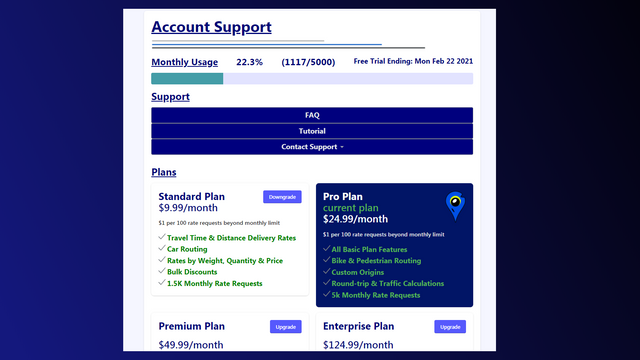 Raven - Interface utilisateur de support de compte de tarifs de livraison personnalisés