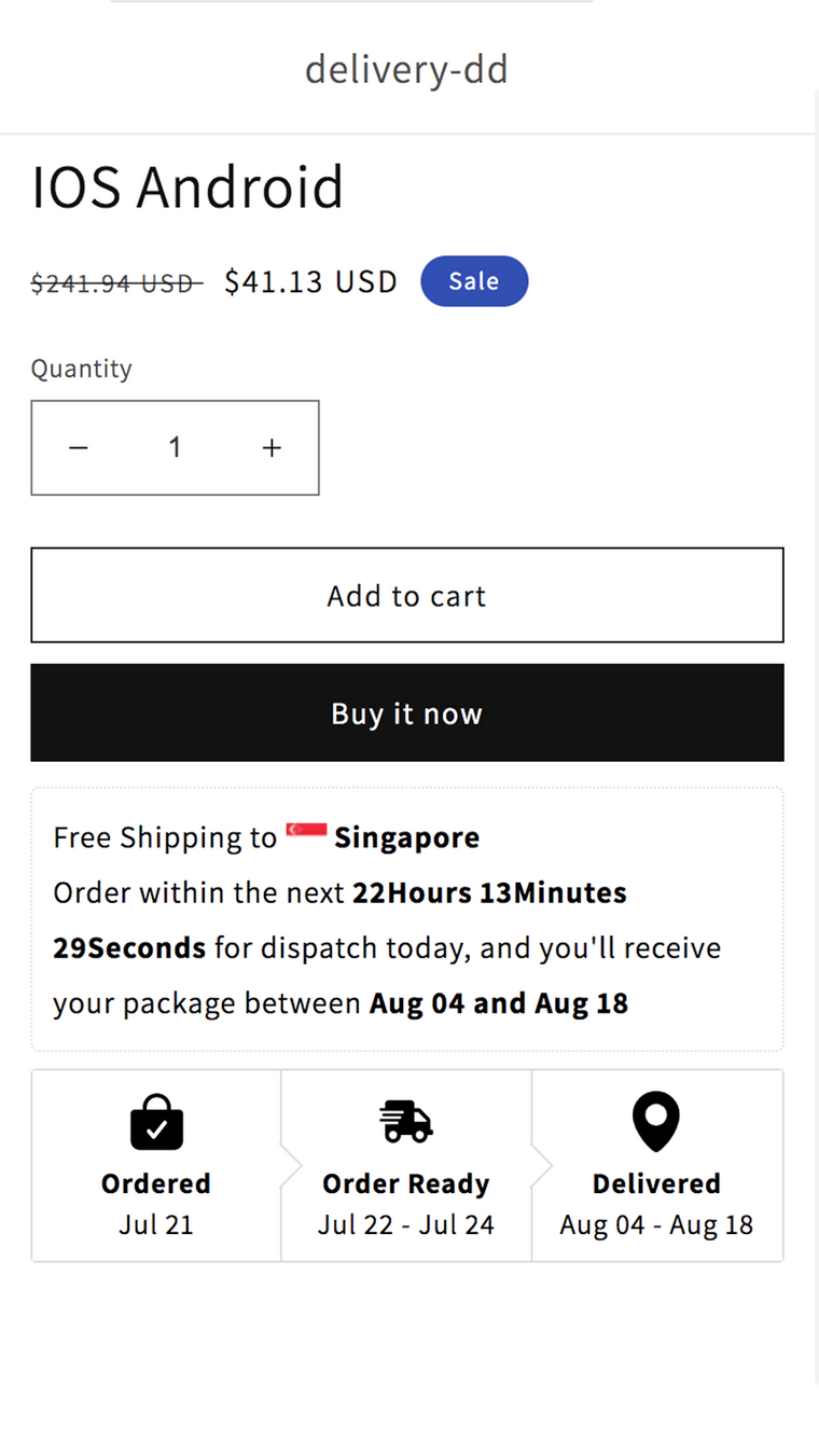 Estimated Delivery Date ‑ Plus Screenshot