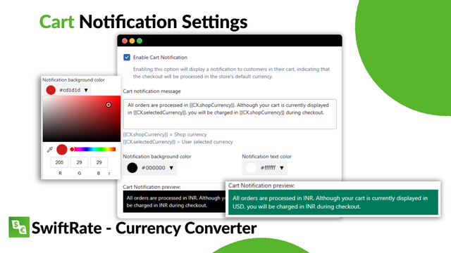 Notificación de carrito del conversor de moneda