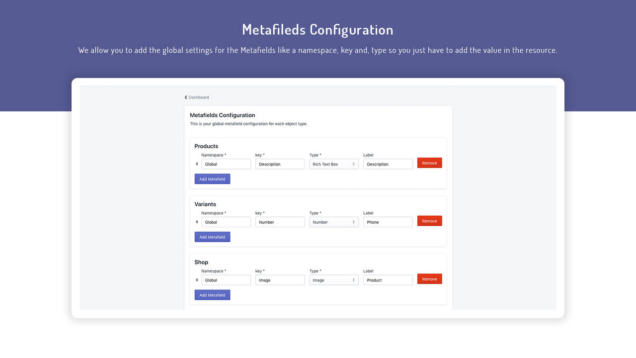 Editor de campos personalizados metafields por CrawlApps