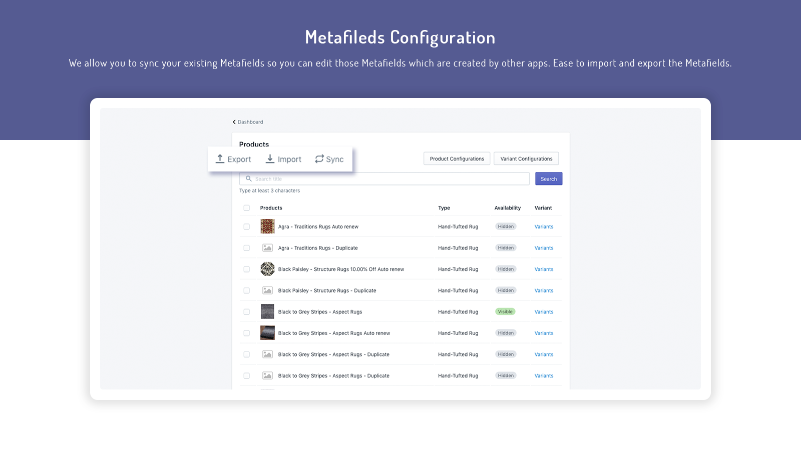 Aangepaste Metafields Configuratie door CrawlApps