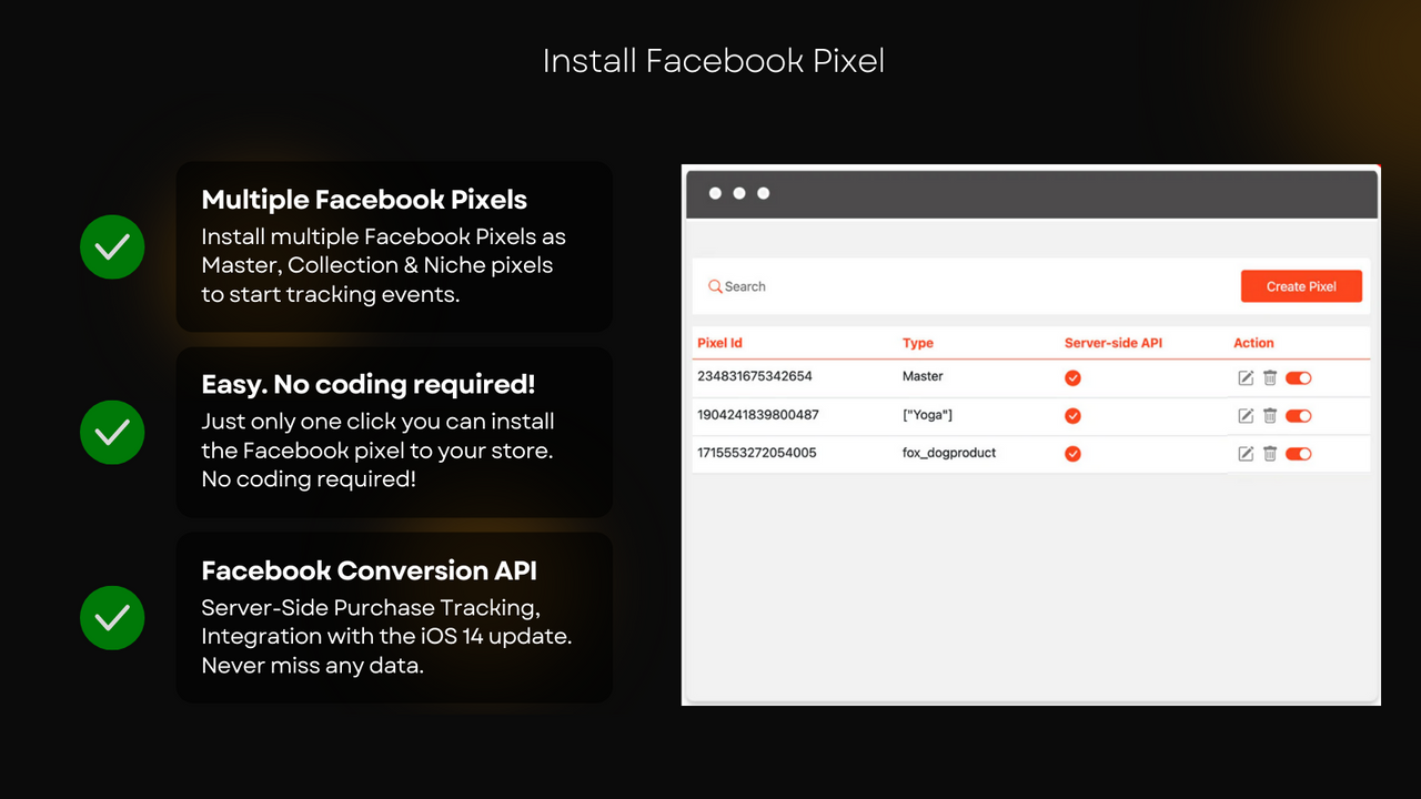 Installer flere Facebook pixels og Conversion APIs