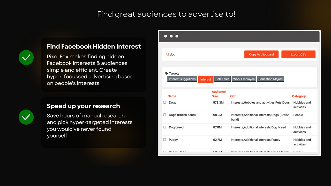 Facebook audience insight and interest finder 
