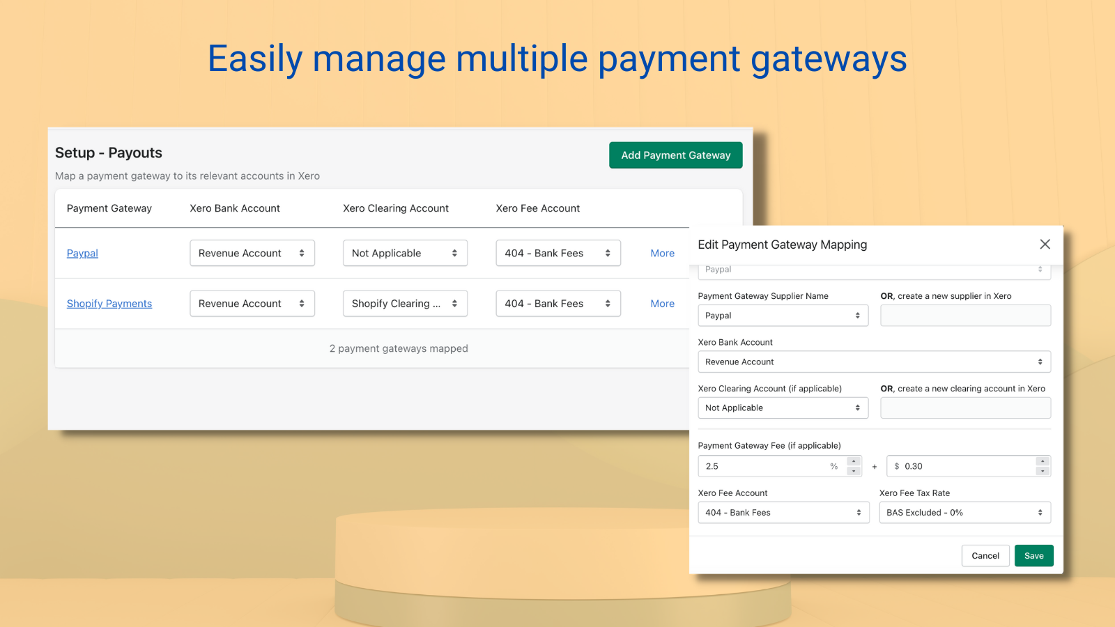 Gestiona múltiples pasarelas de pago (Shopify, Paypal, Afterpay, etc.)