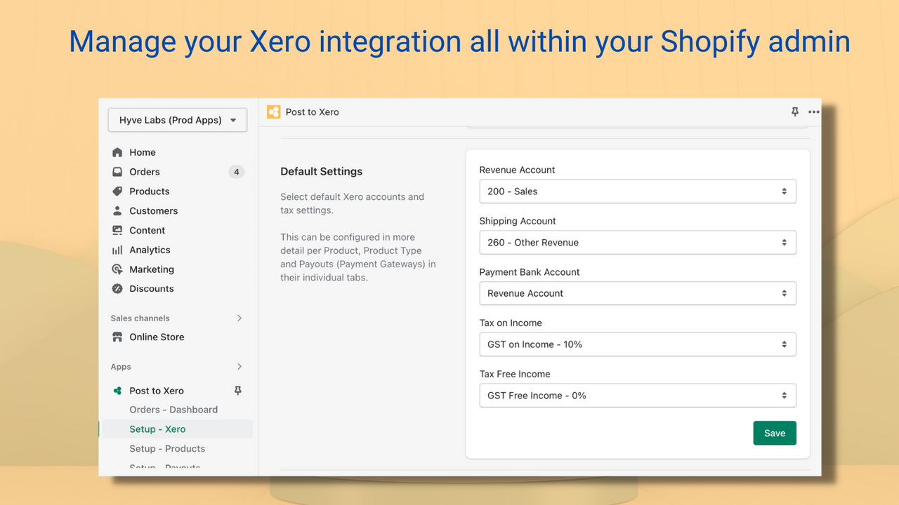 Gestiona tu integración de Xero dentro del administrador de Shopify