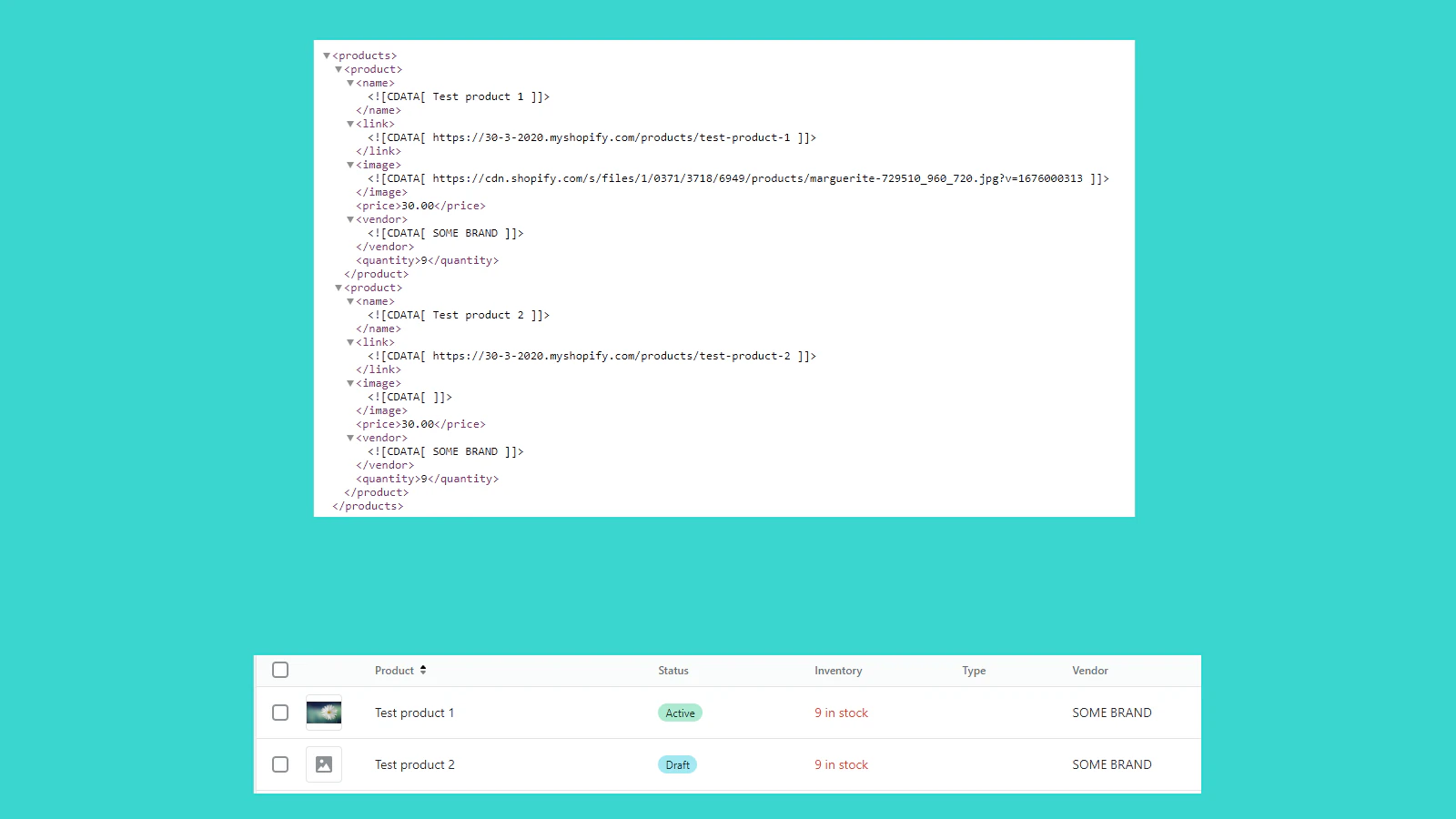 Products xml export