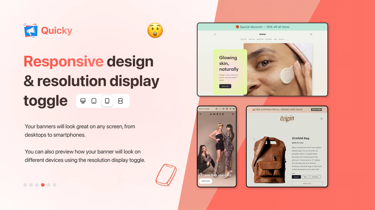 Responsive design & resolution display toggle