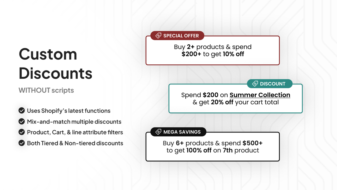 Custom Discounts using latest functions WITHOUT scripts