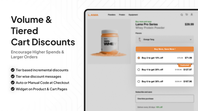 Tiered Cart Spend & Volume Discount with Customizable Widget