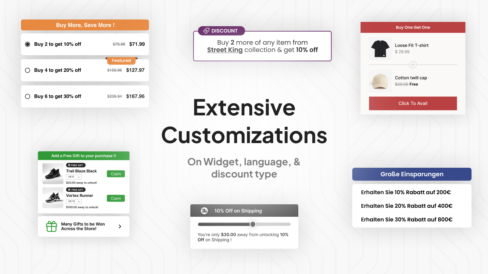 Widgets Personalizables, Etiqueta de Cliente, Multi Idioma, Programación y URL