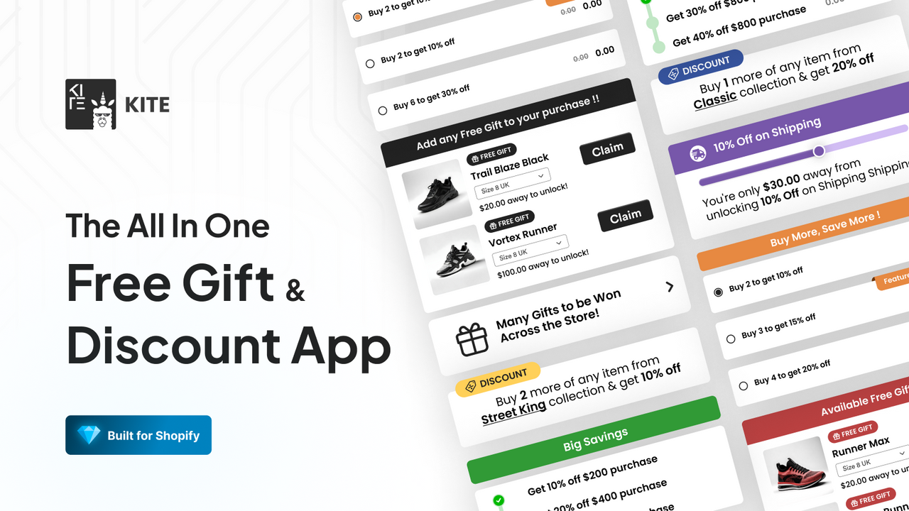 L'application tout-en-un pour les cadeaux gratuits et les remises - Conçue pour Shopify