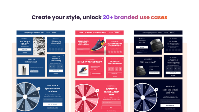 gamification, lucky wheel, product recommendation popups