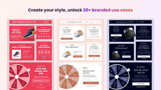 gamification, lucky wheel, product recommendation popups