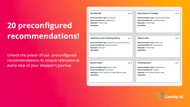 CartUp AI Recommendations Screenshot