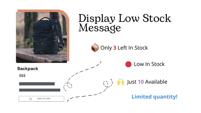 Display your stock level, stock count, display inventory,scarity