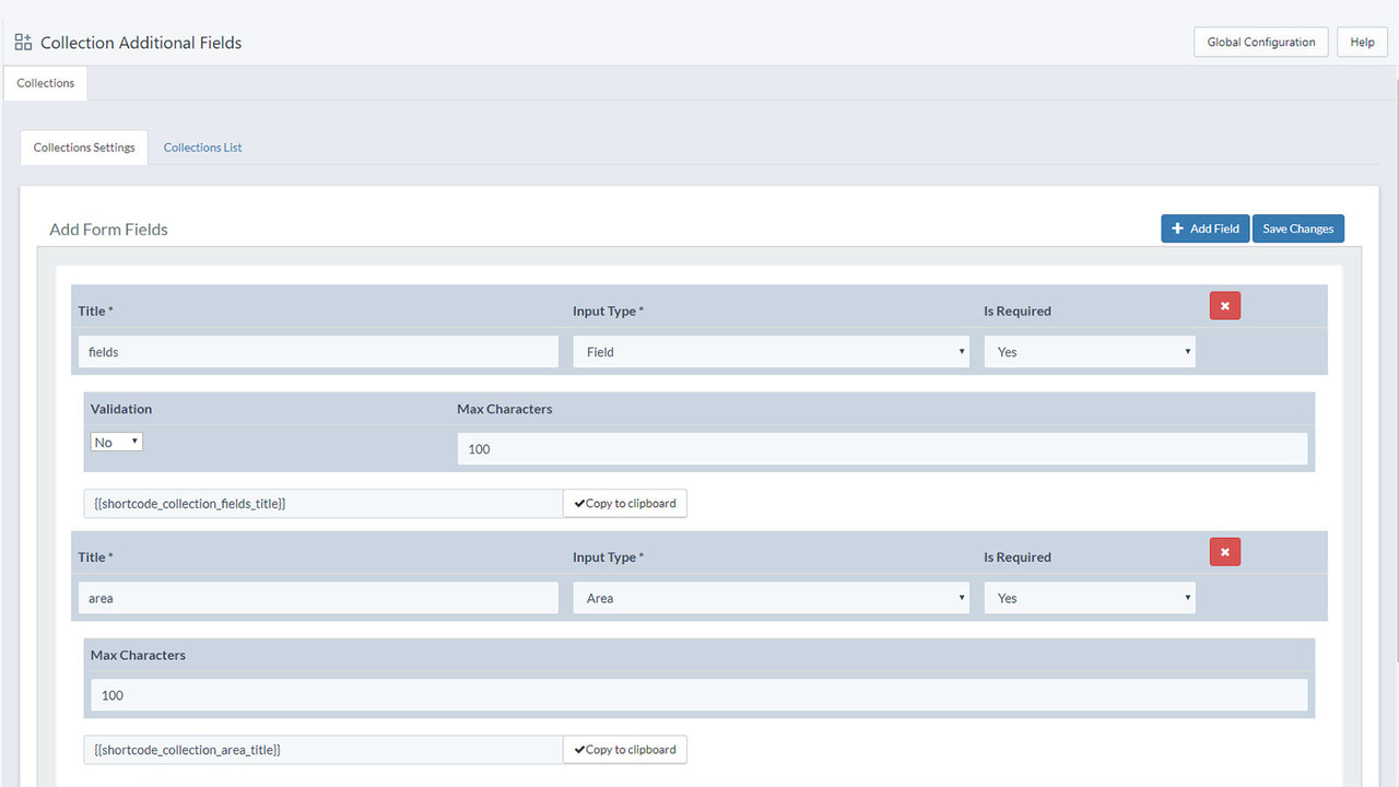 Esta es la página principal del tablero/configuración de la aplicación.