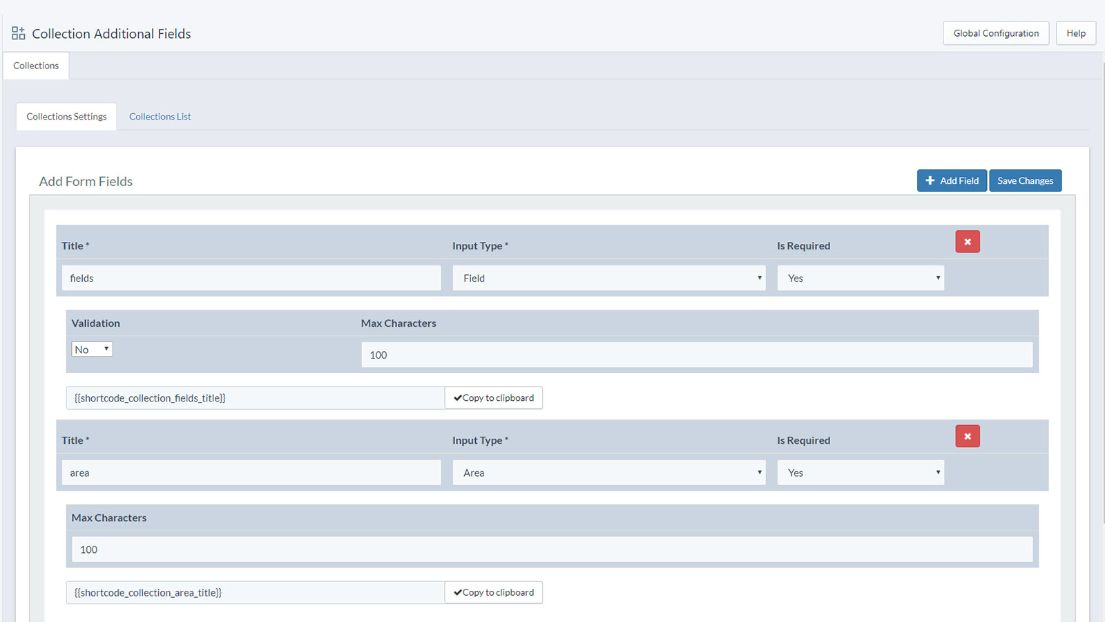 Esta é a página principal do painel/configurações do aplicativo.