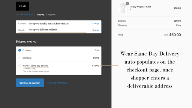 Page de paiement livrable - Vitrine