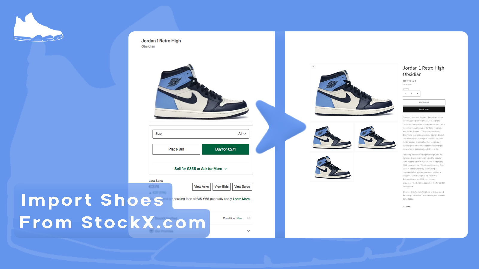 Importez des chaussures de stockx