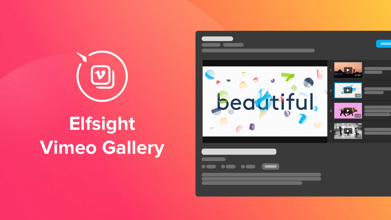 Galerie Vimeo pour un site web Shopify par Elfsight