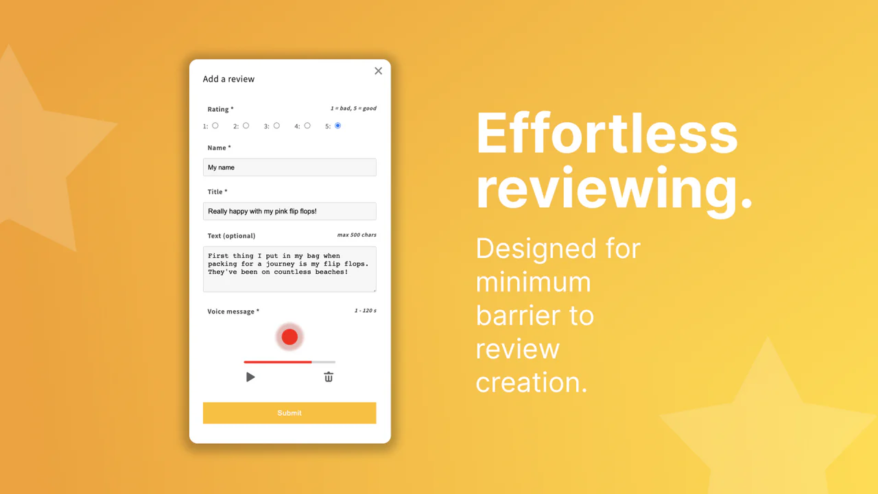 Creating reviews with the AudioReviews Shopify app is easy. 