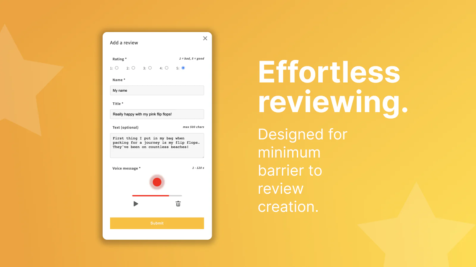 Creating reviews with the AudioReviews Shopify app is easy. 