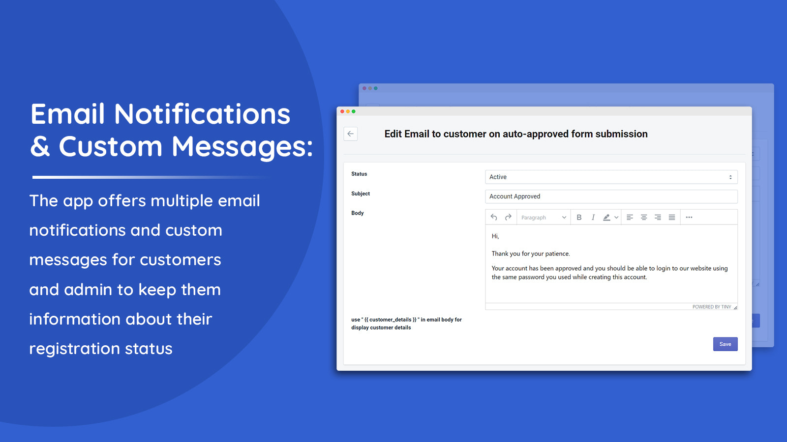 Email Notification & Custom Message