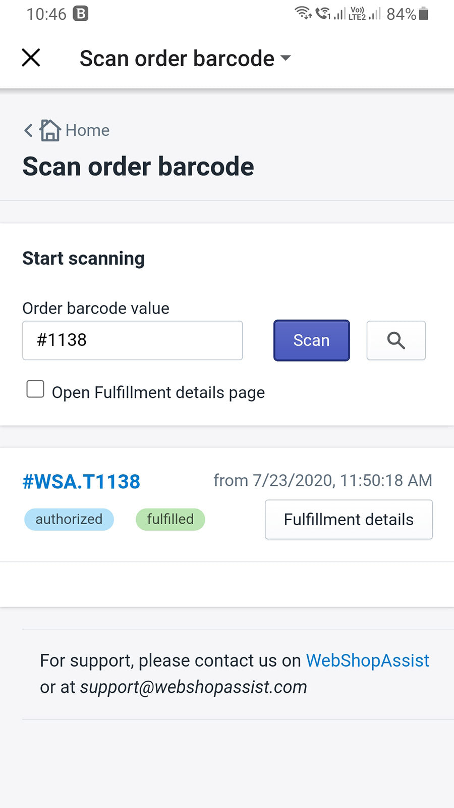 WSA DPD Integration Screenshot