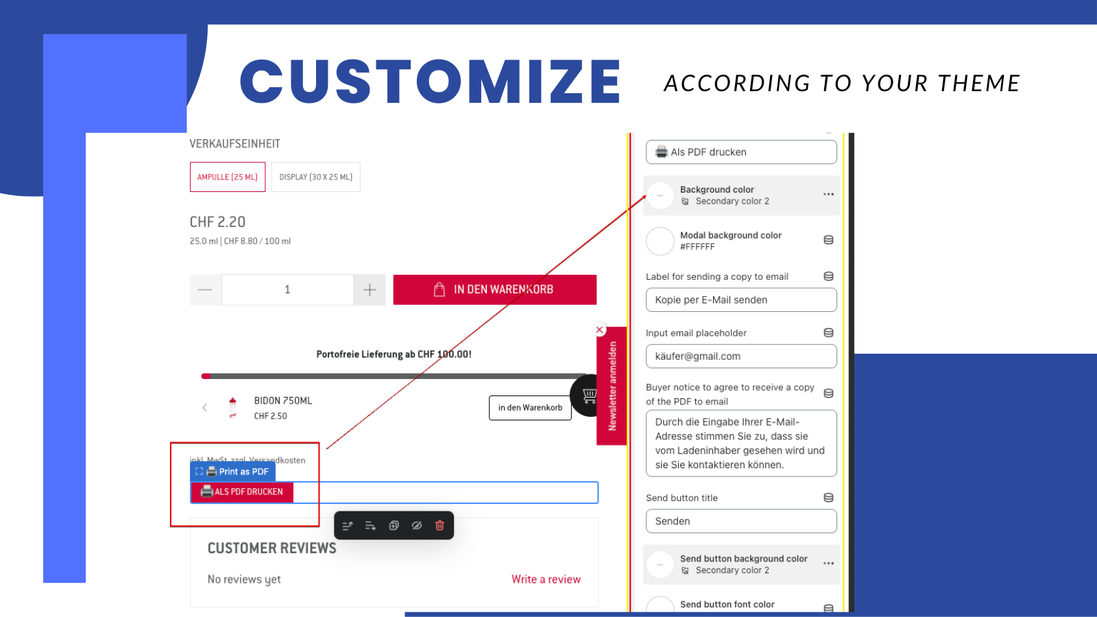 personalizar impressão como pdf para o tema