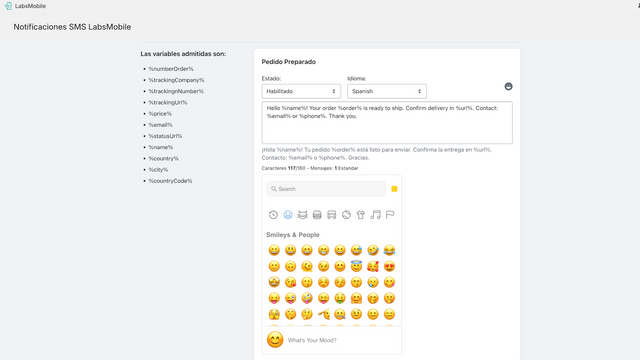 Notificaciones con emojis en diferentes idiomas.