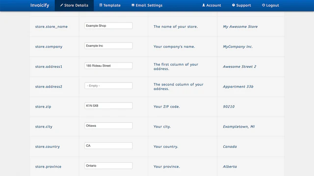 Actualiza los detalles de tu tienda o factura en cualquier momento en la configuración