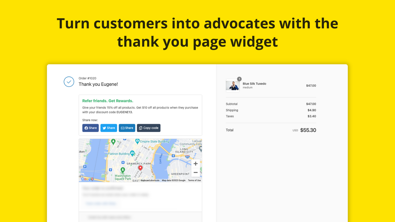 Turn customers into advocates with the thank you page widget