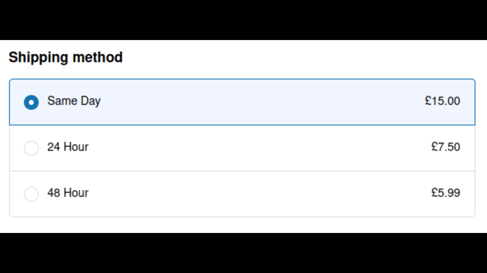 Shipping Methods After