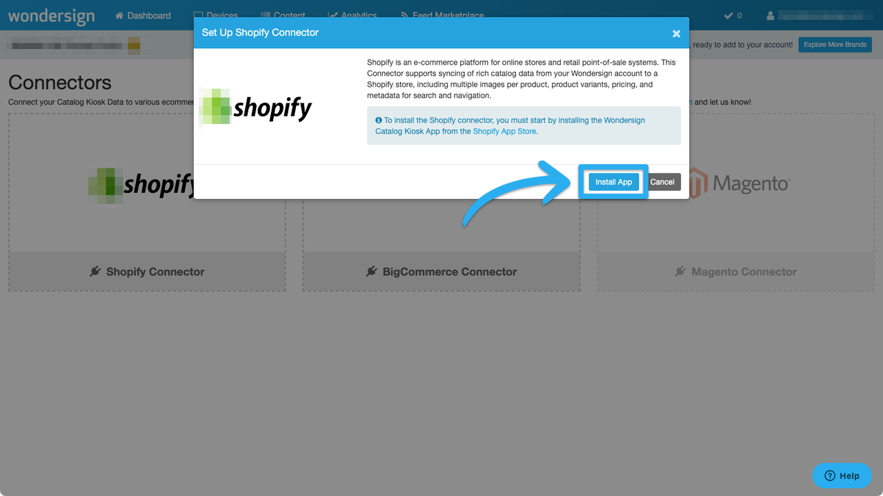 Installer Shopify Connector