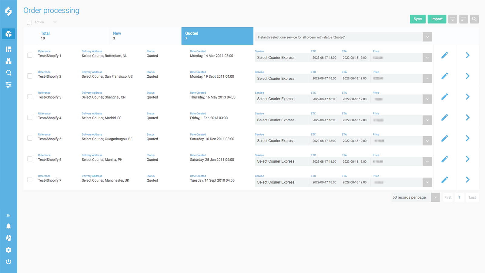 Selecting Shipping Service per Shopify order.