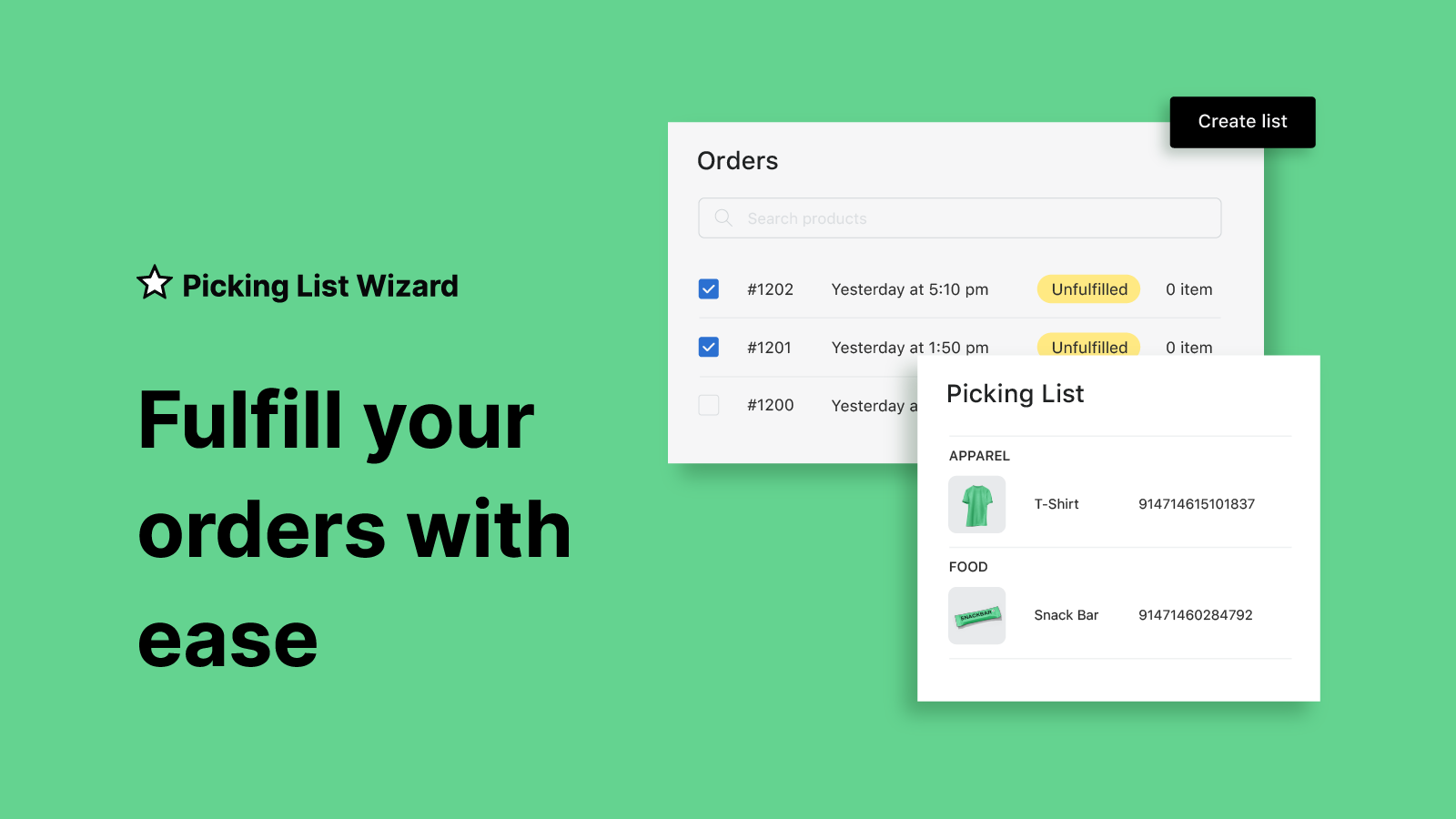 Picking List Wizard Screenshot