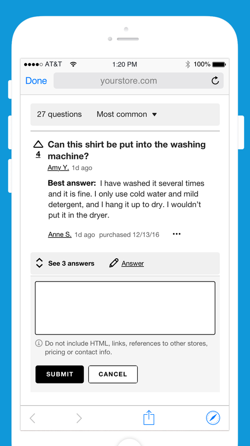 Q&A med Instant Answer Search