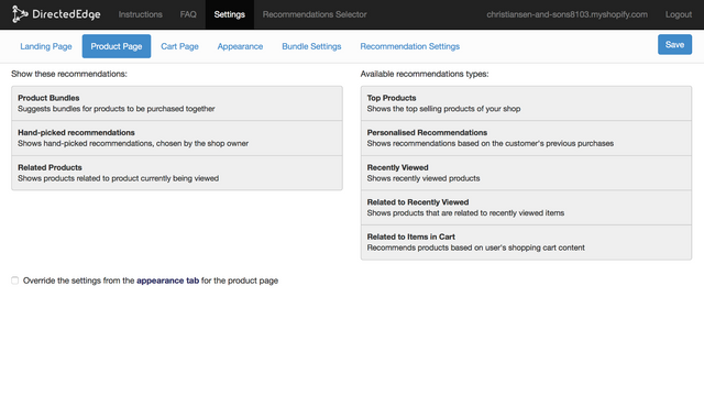 Settings Panel