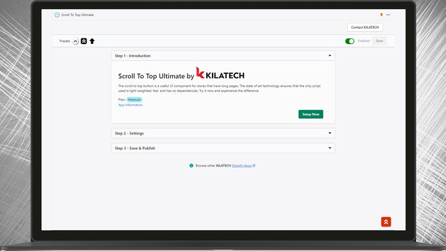 configuración de la aplicación de desplazamiento hasta la parte superior paso 1