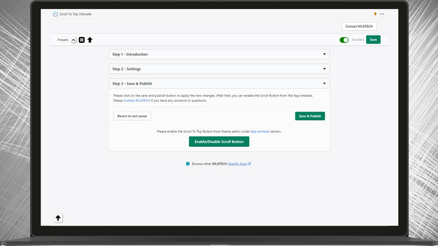 configuración de desplazamiento hacia arriba paso 3