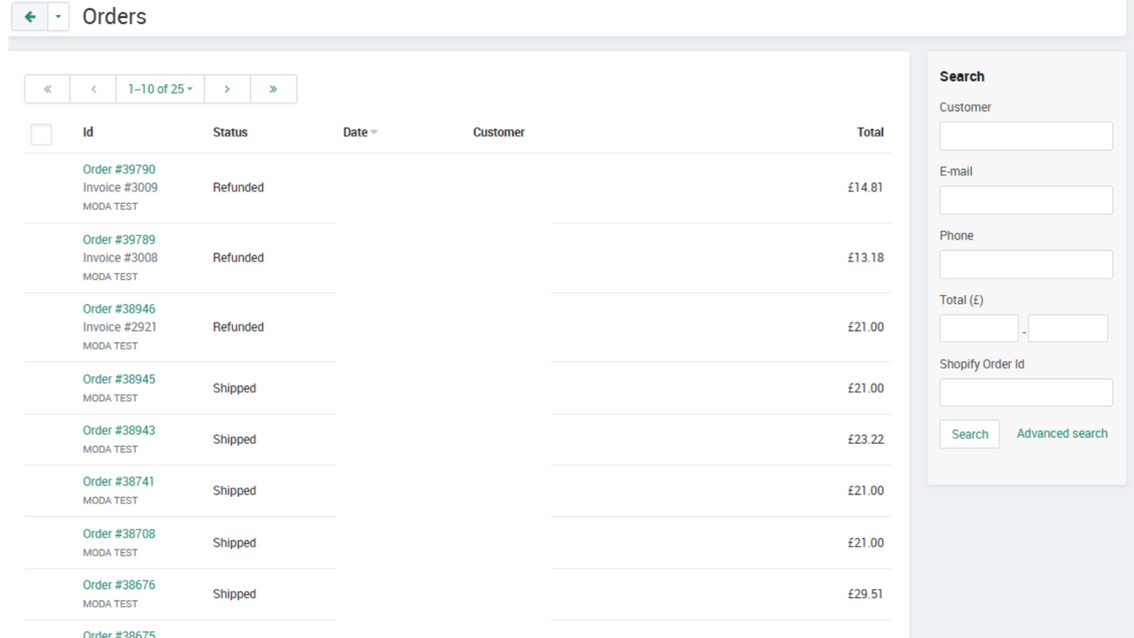 Gestion des commandes