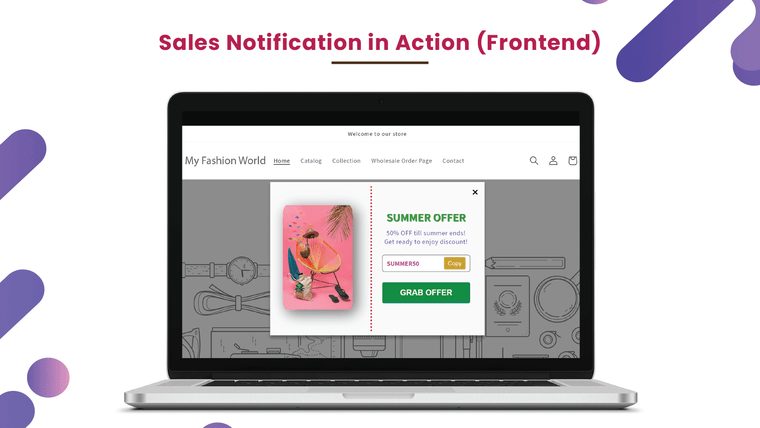 TORO Sales Popup Notifications Screenshot